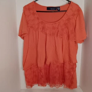 Denim 24/7 Women's Top Embroidered Lace Layers Orange Size L - Picture 1 of 8