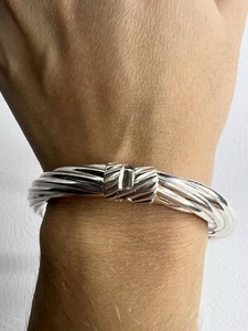 Vintage gedrehter Italien 925 Sterlingsilber Armreif Armband 7 Zoll - Bild 1 von 7