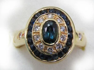 gold ring 18 cts with sapphires and diamonds - Picture 1 of 12