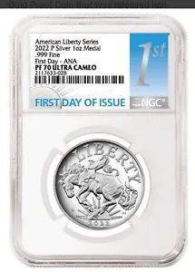 2022-P NGC PF70 - American Liberty One Ounce Silver Proof Medal ANA RELEASES !p - Picture 1 of 1