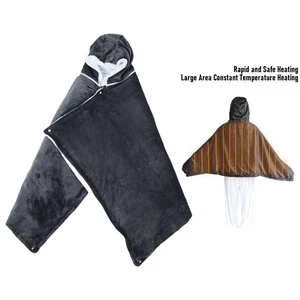 Electric Heated Blanket With Hood Flannel 9 Heating Levels Washable Wearable - Picture 1 of 12