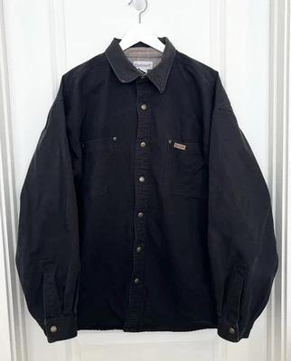Carhartt Vintage Men's Black Plaid Canvas Overshirt Lined Jacket Snap Buttons XL - Image 1 of 4