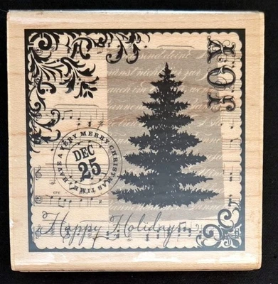 Hampton Arts Rubber Stamp Joy Collage Happy Holiday Saying Postage Christmas - Image 1 of 2