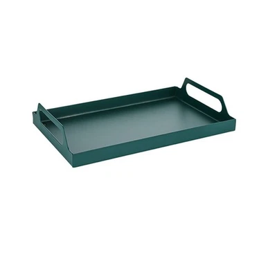 Stylish Metal Rectangle Iron Serving Tray with Handles for Food and Drinks - Image 1 of 4