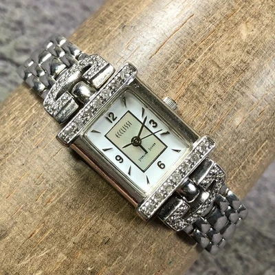 Ecclissi Women Fashion Pave Sterling Silver Tone Quartz Analog 18mm Watch 7" - Image 1 of 4