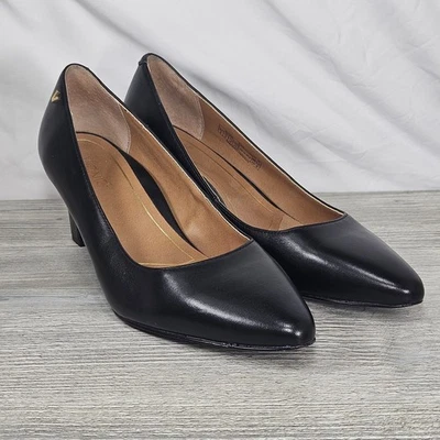 Vionic Mia Sz 8 Black Leather Pumps VS305 Formal Office Pointed Toe Workwear  - Image 1 of 4