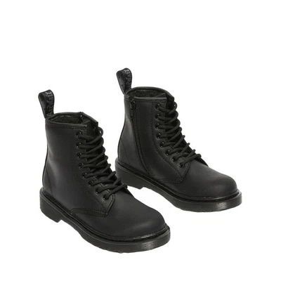 Dr. Martens 儿童尺寸 3 黑色 Republic 1460 Serena 单色皮靴 系带 F35 — 第 1/4 张图片