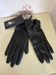 NEU BADGLEY MISCHKA ECHTLEDER SCHWARZ FLIEGE HANDSCHUHE GRÖSSE SMALL NEU MIT ETIKETT $ 65 - Bild 1 von 10