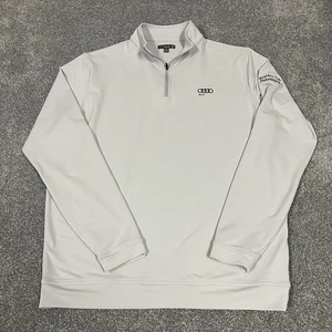 Audi Peter Millar Crown Sport 1/4 Zip Pullover Herren Gr. Large grau - Bild 1 von 11