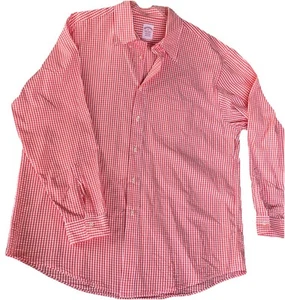 Brooks Brothers Madison Oxford Shirt Mens XL Orange Non Iron Button Down Check - Bild 1 von 10