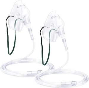 2 Pack Oxygen Mask for Face Adult with 6.6' Tube & Adjustable Elastic Strap - Picture 1 of 5