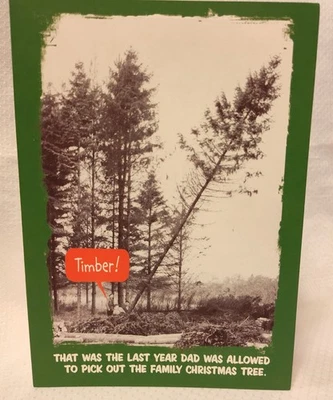 11 Humorous Christmas Greeting Cards*Funny Dad Tree Timber!*Carlton*New* - Image 1 of 4
