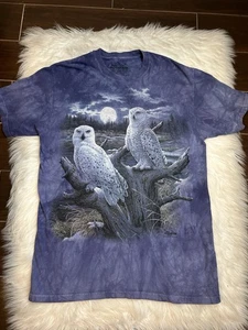 Camiseta De Colección Años 90 The Mountain Snowy Owls Púrpura M Hoot Barn Horned Tie Dye Retro - Imagen 1 de 7