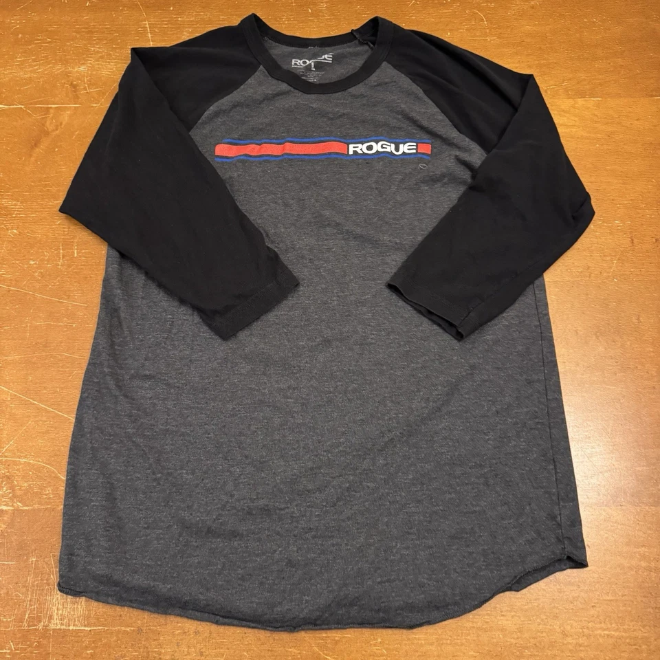 Camisa de Fitness Rogue Para Hombres Grande Gris Manga 3/4 Gimnasio Entrenamiento Entrenamiento Hecha en EE. UU. Foto 1 de 4
