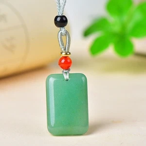 Colgante amuleto collar cuadrado verde hielo dongling natural puro regalo unisex - Imagen 1 de 6