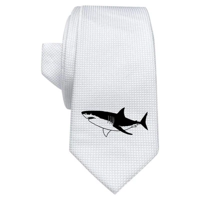 'Great White Shark' White Tie / Necktie with Gift Box (AT00007510) - Image 1 of 4