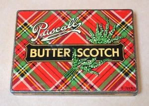 ANTIQUE PASCALLS BUTTER SCOTCH 6oz CONFECTIONERY TIN - Picture 1 of 7