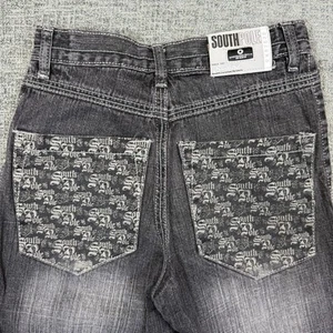 SouthPole Jeans Youth Boys Size 7x Dark Wash Black With Fade Y2K Grunge - Picture 1 of 9