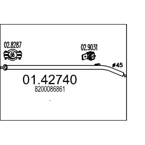 MTS Abgasrohr Neu für Renault Clio 2 1.9dTi Auspuff Verbindungsrohr  - Bild 1 von 1