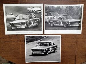 3x Vintage 1970 Bob Sharp Racing Datsun 510 Sedan Race Track Photographs 8x10