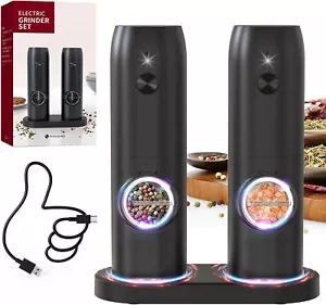 Professional Electric Salt and Pepper Mill Grinder Set Adjustable Coarseness - Picture 1 of 17