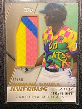 2019 Topps Pro Debut Promo Night Uniforms Gold Relic /50 #90N Carolina Mudcats 