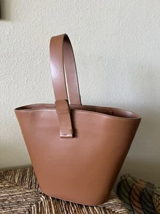 Authentic Nico Giani Nelia Large Leather Bucket Bag chestnut Italy - Picture 1 of 9