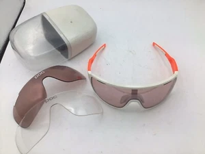 POC Blade Shield MTB Bike Cycling Sports Sunglasses White Orange Frame Lenses Q1 - Picture 1 of 7