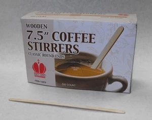 Agitatori caffè classici in legno 500 ct 7,5" estremità rotonda scatola dispenser spedizione gratuita - Foto 1 di 1