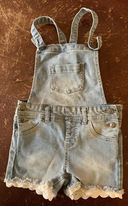 Cat and Jack Girls Size XS 4/5 Overall Shorts Light Colored Denim - Picture 1 of 8