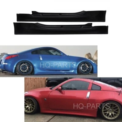 For 03-09 Nissan 350Z Z33 V Style Side Skirts Extension Rocker Panel PU Black - Image 1 of 3