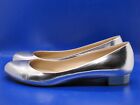 J. Crew Janey Silver Leather Flats with 0.5 inch gold heel 10 Italy EUC