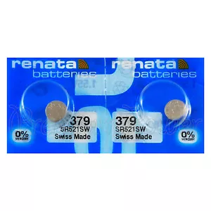 2 Orologio Renata 379 Batterie Ossido Argento 1,55V SR521SW SR63 V376 0% MERCURIO - Foto 1 di 1