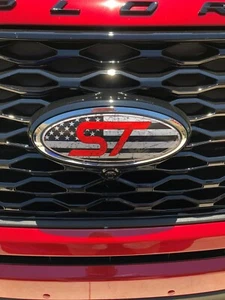 NEW DESIGN! Ford EXPLORER ST US Flag Distressed Overlay Emblem Decals 3PC Kit! - Picture 1 of 2