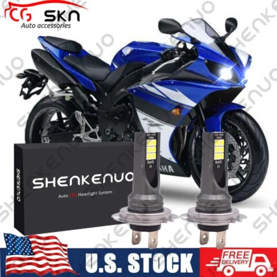 For Yamaha YZF R1 2007-2012 2013 2014 - 2x LED Headlight H7 Bulbs White 6000K - Image 1 of 4