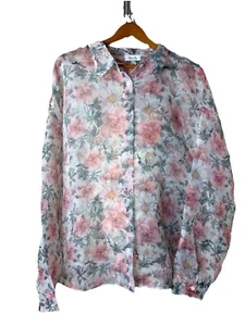 Petal Dew Pastel Floral Plus Size 2XL Women Button Up Feminine - Picture 1 of 8