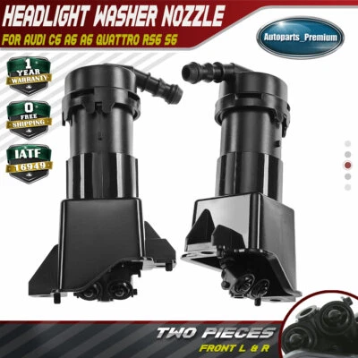 2x Bicos de Lavadora de Farol para Audi C6 A6 A6 Quattro RS6 S6 Frontal Esquerda e Direita - Imagem 1 de 4