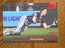 2022 Topps Stadium Club RED Foil Christian Yelich #192 Milwaukee Brewers 