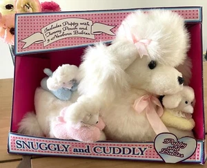 VTG '80s Dan Dee 13" Puppy Surprise White Poodle Dog Plush w/ 3 Pups NOS in Box - Picture 1 of 13