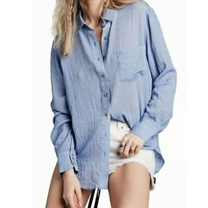 Free People Damen That's A Wickelshirt Small blau Chambray leicht Western - Bild 1 von 10