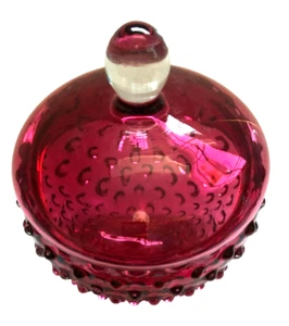  Vintage Bohemian Czech Cut Glass Nice Elegant Nob Hill Cranberry Covered Bowl - Picture 1 of 7