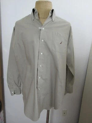 NAUTICA, CAMISA DE VESTIR HOMBRE ALGODÓN CAQUI MANGA LARGA CON PKT TALLA 17.5 34/35 Foto 1 de 4