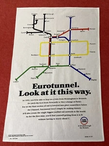 Vintage UK Tea Towel Euro Tunnel Pattern 1987 Train Channel Kitchen Art Collect - Bild 1 von 13