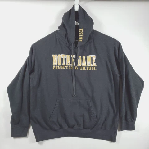 Notre Dame Fighting Irish Mens Hoodie 3XL Gray Blue 84 Cotton Pockets Drawstring Cover