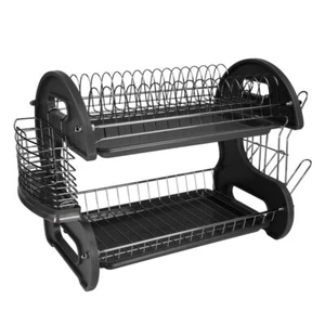 Plastic 2tier Dish Drainer Rack Air Drying And Organizing Dishes Side Mounted Cu - Picture 1 of 7