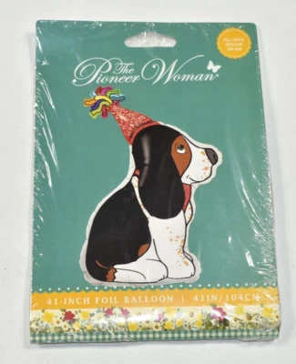 Pioneer Woman Basset Hound Dog Birthday Foil Mylar Balloon 41" HELIUM or AIR - Image 1 of 4