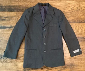 Giacca Tuta Blazer Ragazzo 12 Slim Grigio Antracite Righe 4 Bottoni Collezione Amherst - Foto 1 di 3