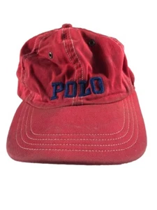 Vintage 80s Polo Ralph Lauren Red Strap Back Hat Cap 100% Cotton Preppy Faded - Picture 1 of 8