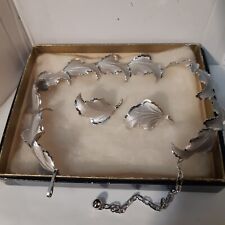 Vint Bond Boyd Sterling Necklace & Earr's Set. Beautiful Brushed Silver. #639