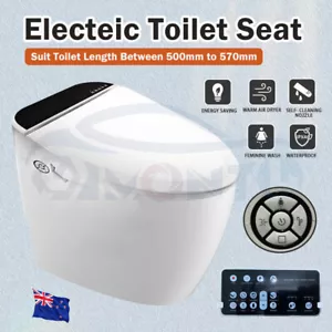 Electric Toilet Seat Bidet Cover Massage Mode Smart Washlet Heated Water Clean - Picture 1 of 17